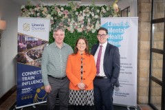 no repro fee- Limerick Mental Health Association in collaboration  with Limerick Chamber Skillnet    event which took place the Castletroy Park hotel on the 19th May. The theme of the discussion was “the power of community and connection for mental health” . From left to right: Eamon Murphy - Arista Networks, Ann Marie Deegan - Grant Thornton , Michael MacCurtain - Limerick Chamber Skillnet.