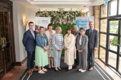 no repro fee- Limerick Mental Health Association in collaboration  with Limerick Chamber Skillnet    event which took place the Castletroy Park hotel on the 19th May. The theme of the discussion was “the power of community and connection for mental health” . From left to right: Fergus O’Regan,- Chairman, Pauline Began , Marie O’Shea, Fiona Cox, Caroline Long - CEo, Margie Storan , Eileen Lavery, Declan Benson all from Limerick and District Credit Union.