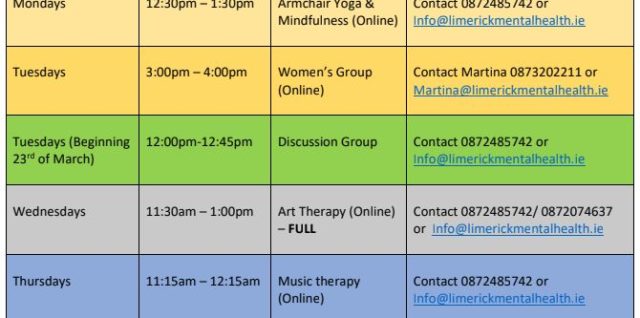 LMHA Online Classes and Groups, March 2021