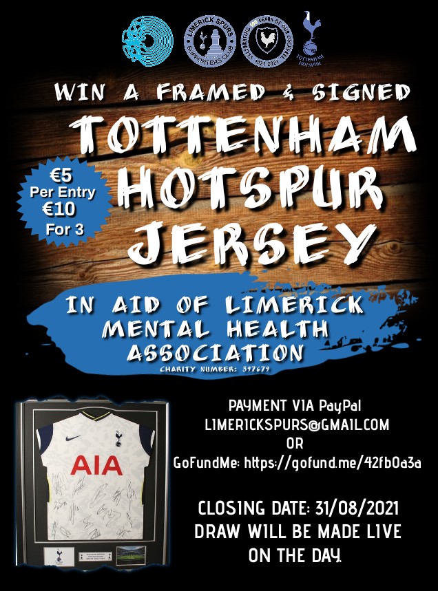 Win A Signed Framed Tottenham Hotspur Jersey In Aid Of Lmha Limerick Mental Health Association