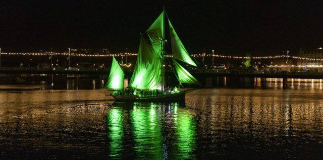 Limerick Mental Health Week Launch with The Ilen, the last of Ireland’s traditional wooden sailing ships, sailing into Limerick City. Pic: Don Moloney