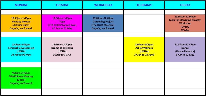 LMHA Classes for May