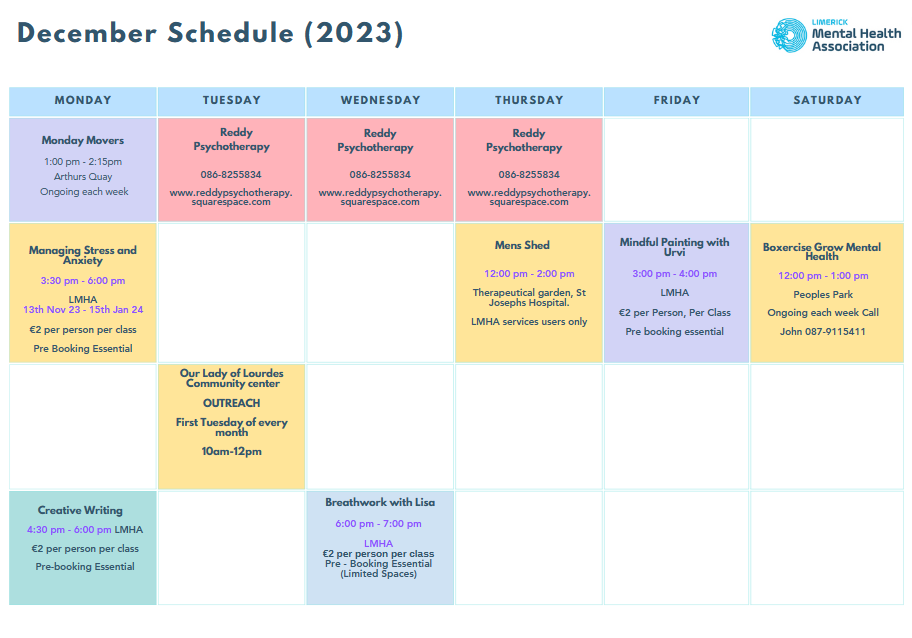 December class timetable
