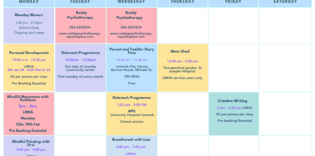 Monthly classes for February 2024