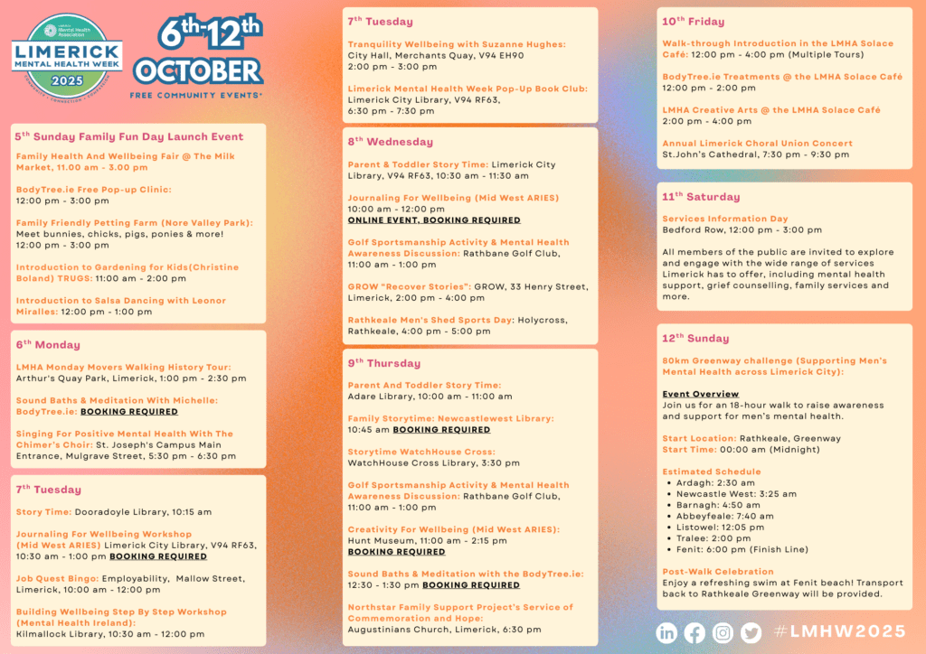 Limerick Mental Health Week 2025: Programme of Events 6th - 12th October
